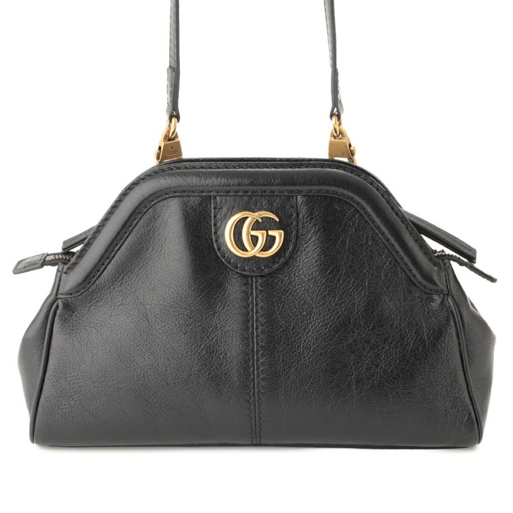 GucciGucci Rebelle Cat Head Leather Shoulder Bag Black enticity